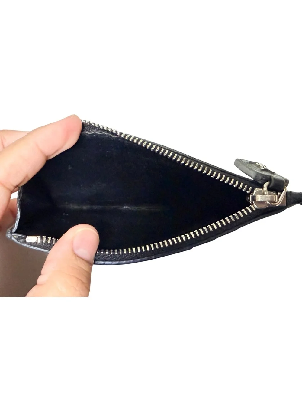 Saint Laurent Paris Black Leather Zip Card Holder Wallet